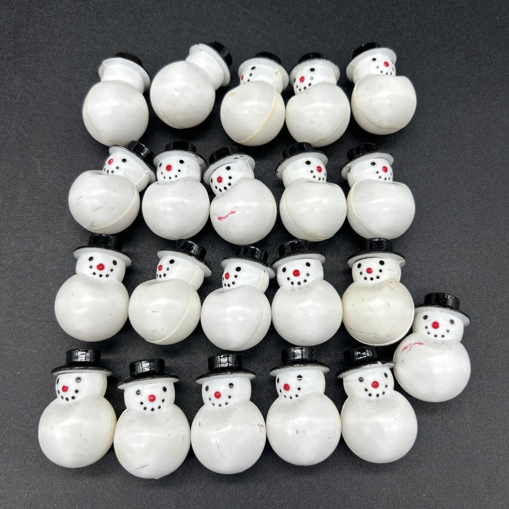 Snowman Christmas String Light Bulb Replacement Covers, White Plastic, Lot of 21